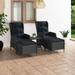 Carevas 3 Piece Patio Set with Cushions Poly Rattan Dark Gray