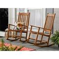 Mainstays Outdoor Wood Porch Rocking Chair Natural Yellow Color Weather Resistant Finish