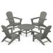 POLYWOOD Nautical 5-Piece Adirondack Chair Conversation Set in Slate Grey