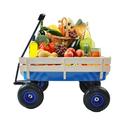 CLEARANCE! Outdoor Wagon All Terrain Pulling w/Wood Railing Air Tires Children Kid Garden