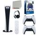 Sony Playstation 5 Digital Version (Sony PS5 Digital) with White Extra Controller Headset Media Remote Accessory Starter Kit and Microfiber Cleaning Cloth Bundle