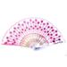 Peacock Pattern Sequin Fabric Hand Fan with White Background-red