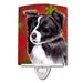 Border Collie Red and Green Snowflakes Holiday Christmas Ceramic Night Light