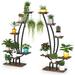 Tribesigns 6 Tier Metal Plant Stand Pack of 2 Indoor Curved Plant Display Shelf with 2 Hooks for Balcony Brown