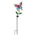 36 H Hand Painted Glass Butterfly Solar Garden Stake