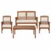 Alaterre Furniture Lyndon Eucalyptus Wood 4-Piece Conversation Set Natural