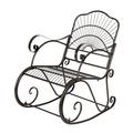 Seyurigaoka Sun Shape Iron Art Single Rocking Chair for Backyard Front Porch