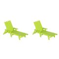 Costaelm Paradise Adirondack Outdoor Chaise Lounge with Arm (Set of 2) Lime Green