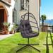 Egg Chair with Stand Patio Wicker Hammock Chair Swing with Stand and UV Resistant Cushion Egg Swing Chair for Outdoor Patio Porch Backyard Living Room 350lbs Weight Capacity B040