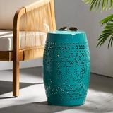 Belle Outdoor 12 Lace Cut Iron Side Table Teal