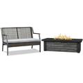 Home Square 2 Piece Set with Propane Fire Pit & Aluminum Patio Loveseat