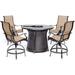Hanover Manor 5-Piece High-Dining Set in Tan with 4 Swivel Chairs and a 40 000 BTU Cast-top Fire Pit Table
