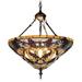 Meyda Tiffany 65651 Jeweled Grape - 20 Inch 3 Light Inverted Pendant Mahogany Bronze Finish with Coral/Sunflower/Amber/Chocolate/Beige Glass