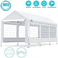 ADVANCE OUTDOOR 10 x20 Heavy Duty Steel Carport Car Canopy Adjustable Height from 9.5ft to 11ft with Removable Window Sidewalls and Doors White