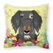 Carolines Treasures BB6128PW1414 Easter Eggs Wire Haired Dachshund Dapple Fabric Decorative Pillow 14Hx14W multicolor