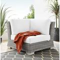 Modway Conway Outdoor Patio Wicker Rattan Corner Chair in Light Gray White