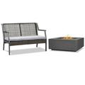 Home Square 2 Piece Set with Square Fire Table & Aluminum Patio Loveseat