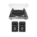 Audio-Technica AT-LP60X-GM Turntable (Gunmetal) with Bluetooth Monitors - Pair