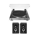 Audio-Technica AT-LP60X-GM Turntable (Gunmetal) with Bluetooth Monitors - Pair