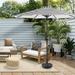 GARDEN 9 Ft Patio Umbrellas w/ Black Round Base Included for Outdoor Shade Gray/White Stripe