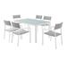 Side Dining Chair and Table Set Aluminum Metal Steel White Grey Gray Modern Contemporary Urban Design Outdoor Patio Balcony Cafe Bistro Garden Furniture Hotel Hospitality