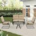 SUNCROWN 4-Piece Outdoor Patio Furniture Set Wrought Iron Conversation Set Brown