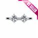 Straight Bar Design Silver-Plated Spacer Bars 3 Hole Link With Clear Preciosa Czech Crystal 18.7x6.7mm pack of 4pcs