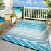 Lush Ambience 5 x 8 Aqua Waterproof Outdoor Rug For Patios Backyards Decks Porches Picnic Rv Camping