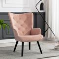 Yipa Padded Seat Sofa High Backrest Velvet Fabric Single Chairs Furniture Comfortable Accent Chair Armchair Indoor Outdoor Pink
