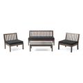 Noble House Caswell 4 Piece Outdoor Acacia Wood Conversation Set in Black