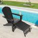 Costway Outdoor Patio HDPE Deck Adirondack Chair Beach Seat Retractable Ottoman Black