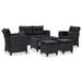 ametoys 6 Piece Patio Sofa Set with Cushions Poly Rattan Black