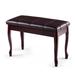 Costway Solid Wood Piano Bench PU Leather Keyboard Seat Storage Brown