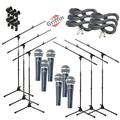 Microphone Boom Stand (Griffin 6 Pack) with Cardioid Vocal Microphones & XLR Mic Cables Karaoke Holder & Tripod Mount Handheld Unidirectional Singing Mics for Music Home Studio Recording Streaming