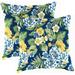 Jordan Manufacturing 18 x 18 Binessa Lapis Blue Floral Square Outdoor Throw Pillow (2 Pack)