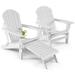 Patiojoy 2PCS Adirondack Chair W/Ergonomic Design&Ottoman Outdoor Armchair HDPE chair for Yard&Patio White