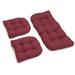 Blazing Needles 93180-S3-REO-SOL-17 U-Shaped Solid Spun Polyester Tufted Settee Cushion Set Merlot - Set of 3