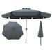 10FT Outdoor Patio Umbrella with Flap Garden Round Umbrella Sturdy Beach Umbrella with Push Button Tilt Crank and Fade Resistant All Weather Canopy without Base for Pool Shade Outside Dark Gray