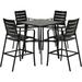 Hanover Cortino 5-Piece Commercial-Grade Counter-Height Dining Set with 4 Aluminum Slat-Back Chairs and a 38-in. Slat-Top Table