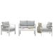 Superjoe Outdoor Aluminum Furniture Set 4 Pcs Patio Sectional Chat Sofa Conversation Set with Table White