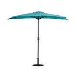 WestinTrends Lanai 9 Ft Outdoor Patio Half Umbrella with Base Include Small Grill Deck Porch Balcony Shade Umbrella with Crank 20 inch Fillable Round Base Turquoise