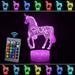 Gostoto 3D Unicorn illusions LED Night Light Table Stand Lamp Remote Touch Control Color Changing For Christmas Kids Gift Home Decor