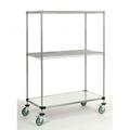 21 Deep x 60 Wide x 69 High 1200 lb Capacity Mobile Unit with 2 Wire Shelves and 1 Solid Shelf