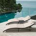 Devoko 3 Pieces Patio Lounge Chaise Chair Set Outdoor PE Rattan Folding Chair Sets with Table Beige