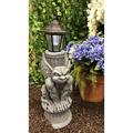 Ebros Gothic Gargoyle Statue with Solar LED Lantern Light Post 20 Tall Figurine