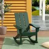 WestinTrends Ashore Patio Rocking Chair All Weather Poly Lumber Plank Adirondack Rocker Chair Modern Farmhouse Outdoor Rocking Chairs for Porch Garden Backyard and Indoor Dark Green