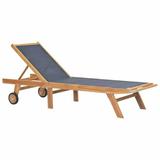 ametoys Folding Sun Lounger with Wheels Solid Teak and Textilene