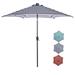 Private Jungle Outdoor Patio 8.7-Feet Market Table Umbrella with Push Button Tilt and Crank Blue White Stripes With 24 LED Lights[Umbrella Base is not Included]