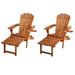 50 in. Oceanic Collection Adirondack Chaise Lounge Chair Foldable Cup & Glass Holder Walnut - Set of 2