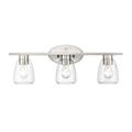 Millennium Lighting Metal 3 Light Bathroom Vanity Fixture in Multiple Finishes with Clear Glass Shades Brushed Nickel Nickel Brushed